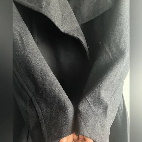 London Fog Black Belted Wool Wrap Coat Size Large. - Picture 7 of 16